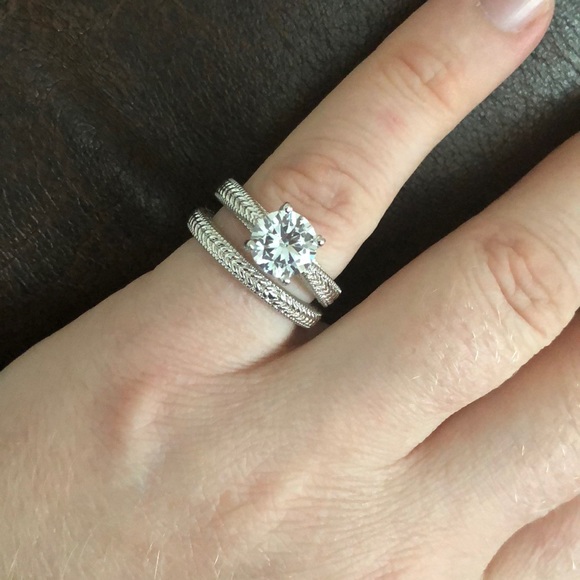 Luxury 925 Silver Ring Round Cut White Sapphire - Picture 5 of 6